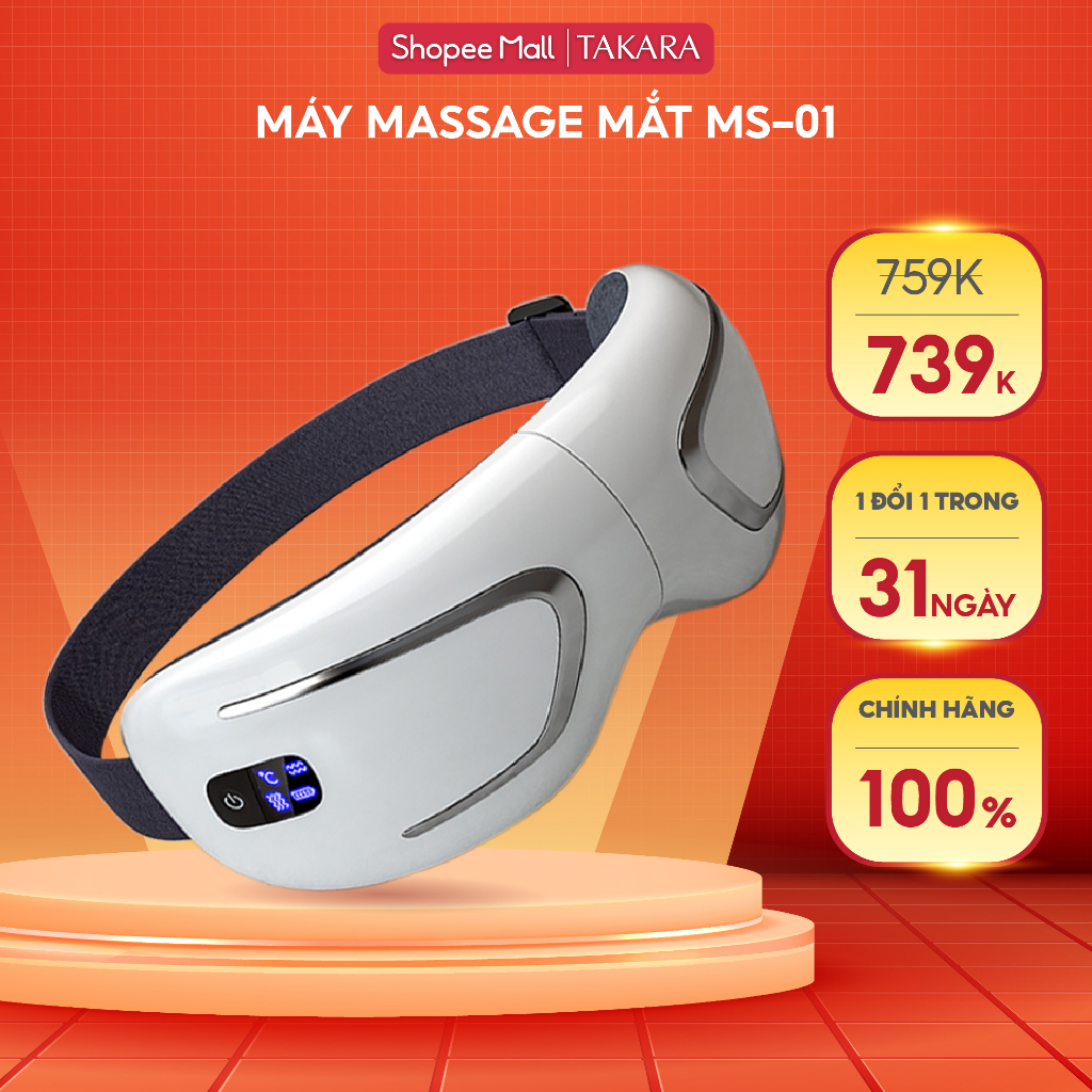 Mua Máy mát xa mắt Takara MSM01, massage mắt chườm nóng cùng túi khí bao quanh thái dương giúp