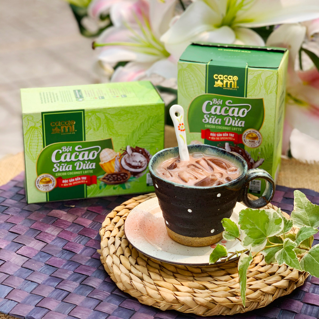 Bột cacao sữa dừa CacaoMi - Chuyên pha chế trà sữa, thức uống socola đậm đà ca cao thơm ngon vị dừa Bến Tre gói tiện lợi