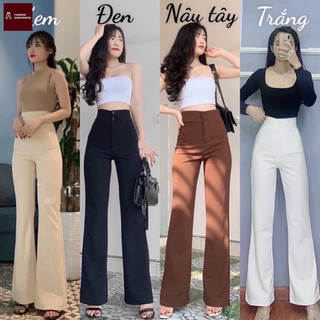 Quần ống loe cạp cao 2 cúc