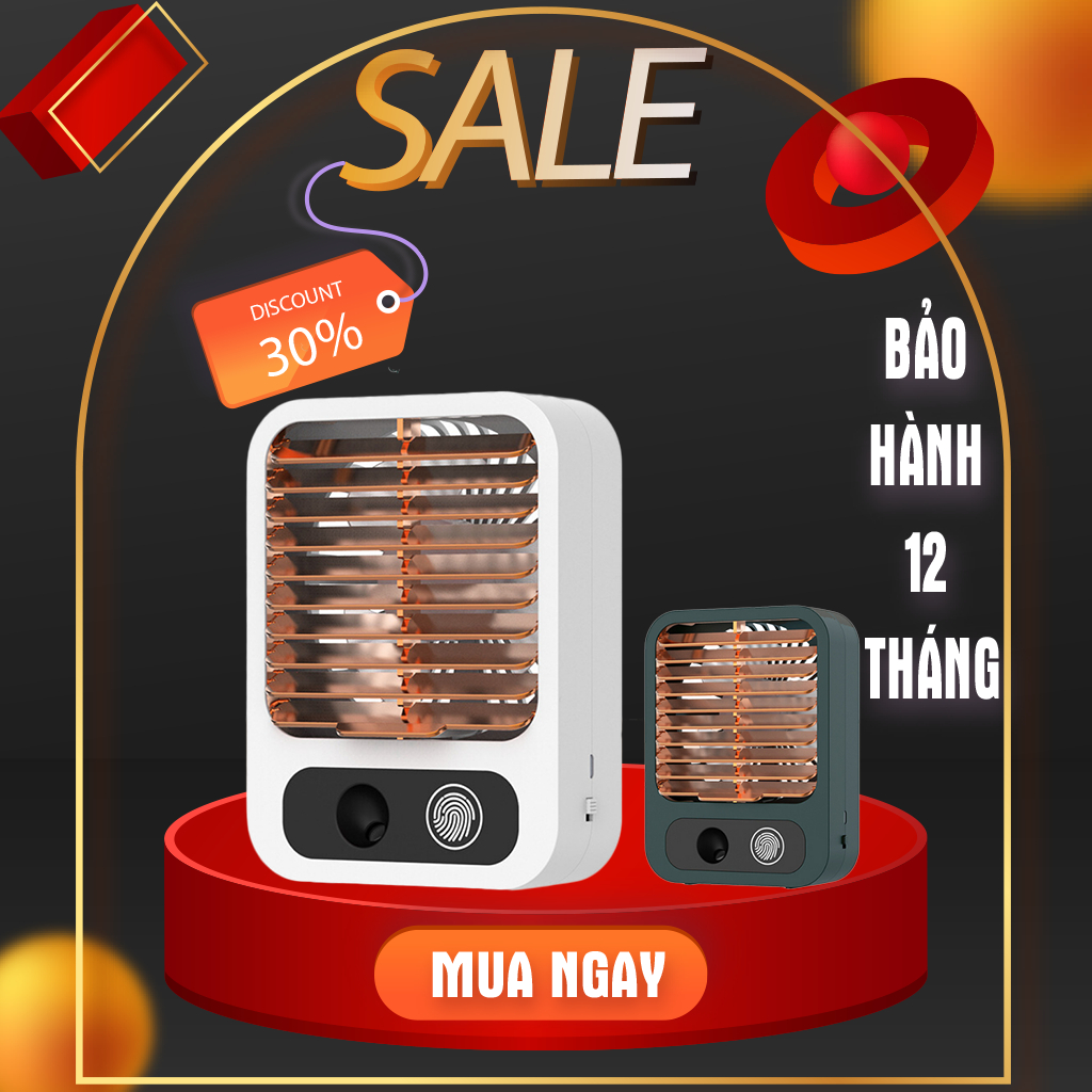 Quạt điều hoà hơi nước mini để bàn, quạt phun sương mini sạc tích điện dung tích bình chứa nước 150ml, bảo hành 12 tháng