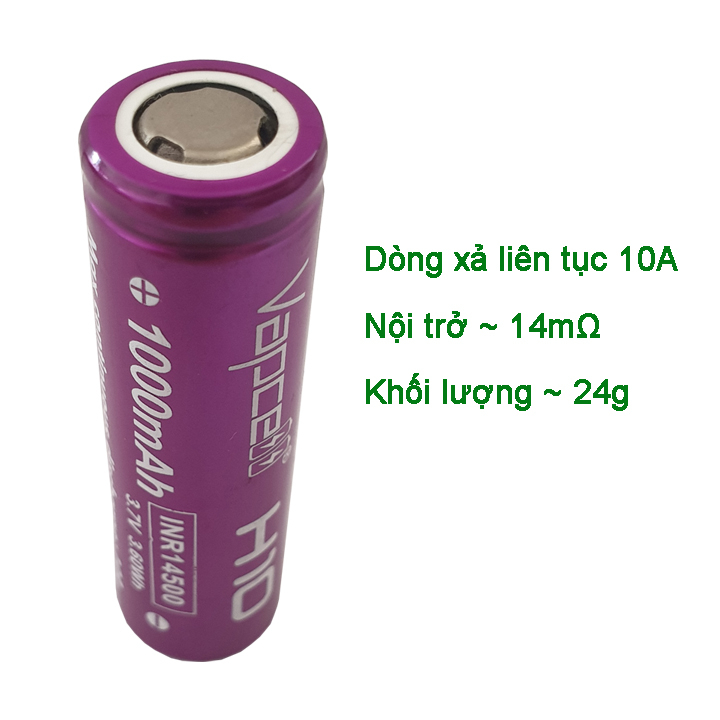 PIN chính hãng Vapcell H10 INR14500 1000mah dòng xả liên tục tối đa 10A - Prism official