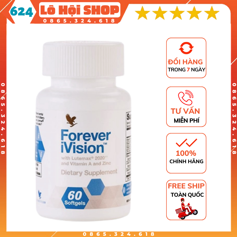 [GIÁ RẺ] Viên hỗ trợ mắt Lô Hội Forever IVision 624 FLP lọ 60viên