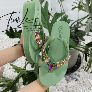Dép Kẹp Nữ Xỏ Ngón Đế Cao 5 Phân Đính Đá Cao Cấp - Dép Tông Nữ Xỏ Ngón Đế Xuồng Trinh Lê Shop TL37