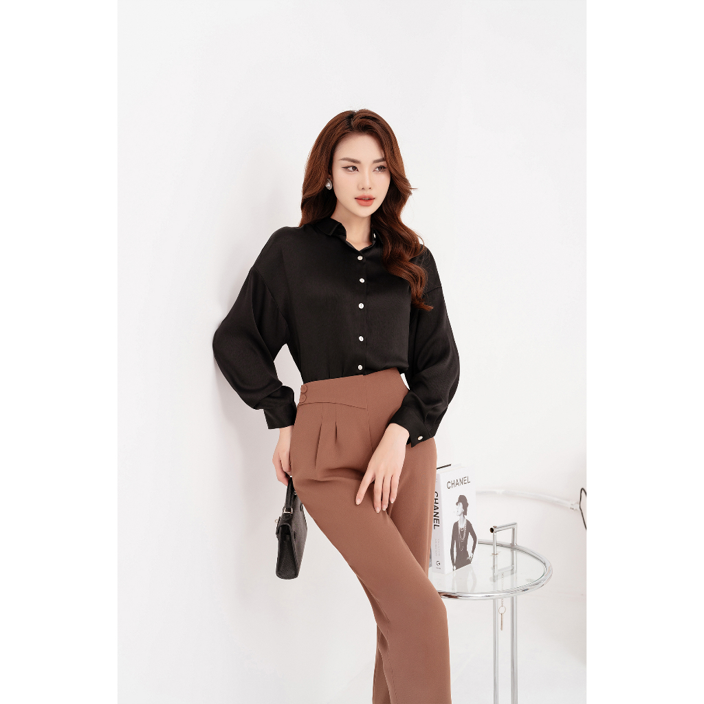 Quần baggy UP TO SECONDS 2 đai cúc bọc E04221-Pa0439