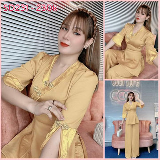 Sét lam đi lễ chùa thanh lịch vải cao cấp