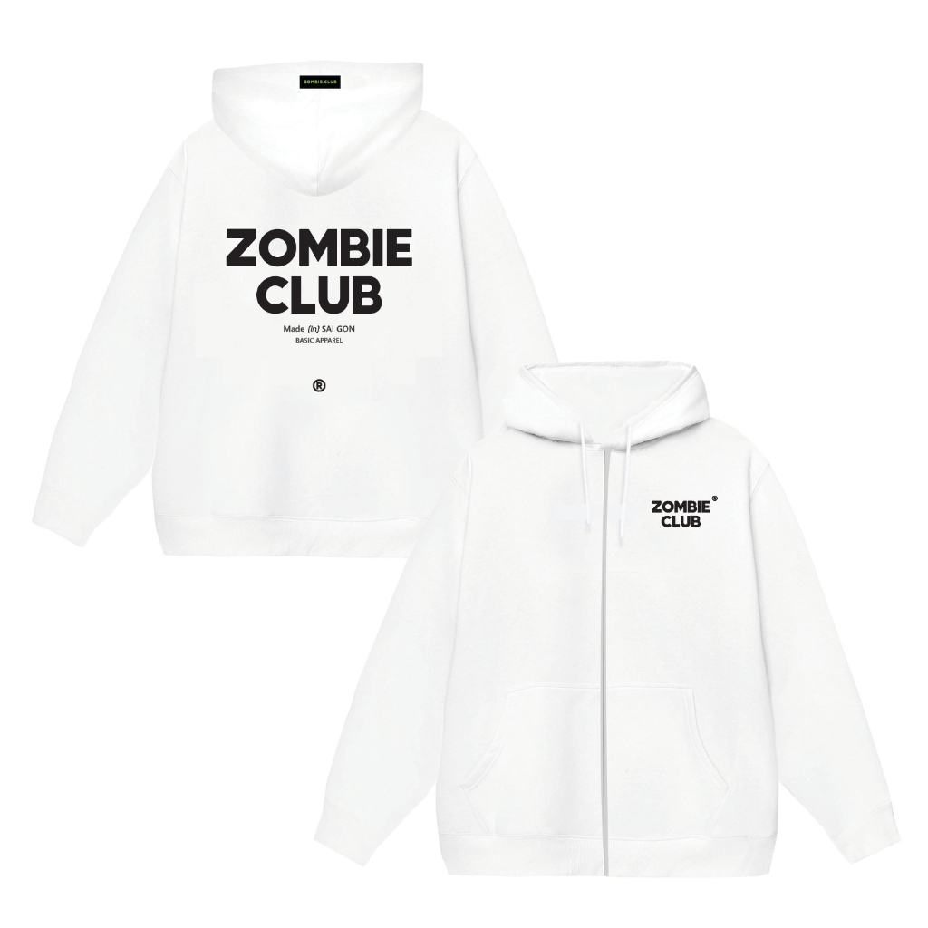 Áo Hoddie Zip Zombie Club, Logo Basic ss3 Tybo Unisex Chính Hãng
