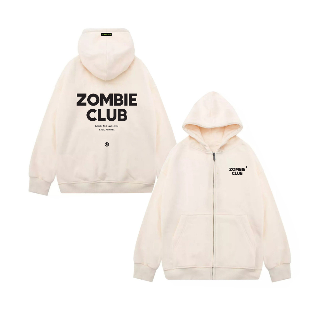 Áo Hoddie Zip Zombie Club, Logo Basic ss3 Tybo Unisex Chính Hãng