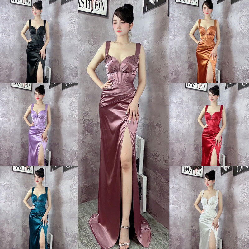 Đầm dạ hội phi hai dây cao cấp-TN