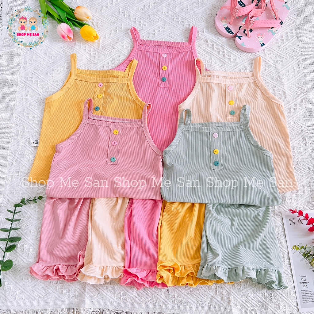 Bộ 2 Dây Bé Gái, Bộ Hè Bé Gái Chất Tăm Lạnh Cao Cấp Mềm Mịn Không Bai Nhão, Size Từ 8-18Kg