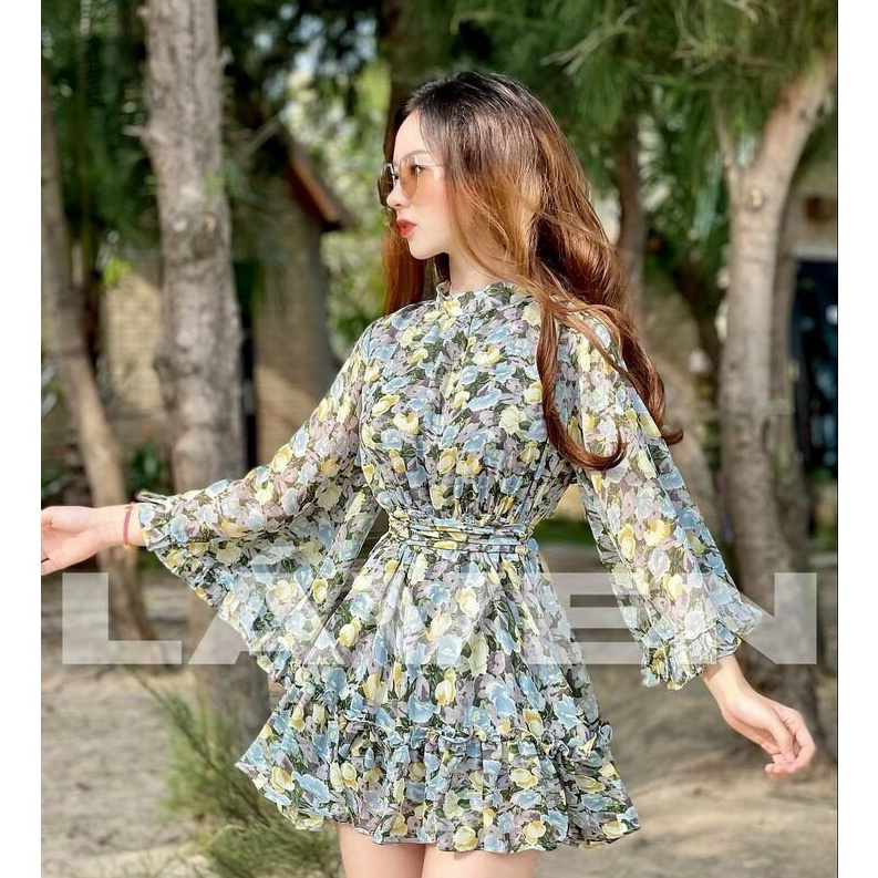 ĐẦM VOAN XOÈ TAY DÀI HOẠ TIẾT TIỂU THƯ FREESIZE NPL005 - NAPO LIFE