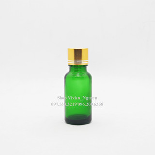 20ml - Lọ đựng tinh dầu nhỏ giọt 20ml, thủy tinh xanh lá, nắp nhôm vàng