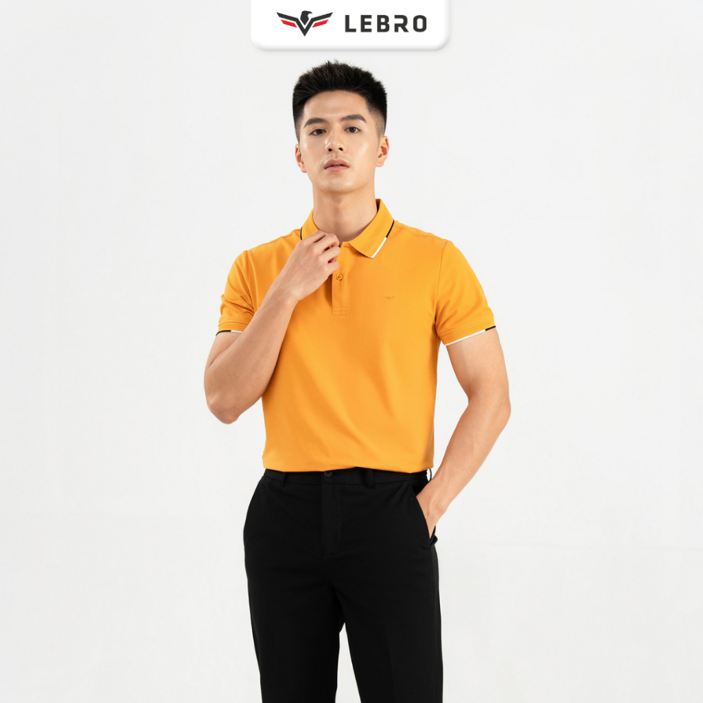 Áo Polo Nam Trơn Lebro Phối Viền Cổ Chất cotton CVC Dáng Slimfit Trẻ Trung  TPL23-001A