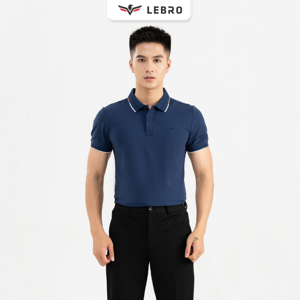 Áo polo nam Lebro thun trơn phối cổ viền dáng slimfit, cotton CVC cao cấp, trẻ trung TPL23-001