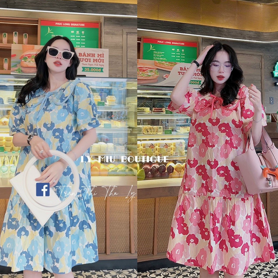 Váy babydoll dáng xòe có bèo xinh xắn với hai tone màu hàn quốc trẻ trung xanh , hồng trẻ trung dễ thương