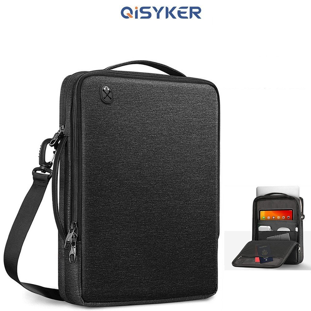 Túi đeo chéo bảo vệ laptop QiSYKER mút chống sốc 3D