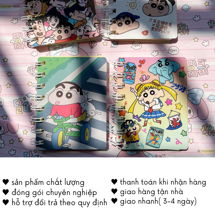 Sổ Mini Lò Xo Tay Ghi Chép Cute Shin Cậu Bé Bút Chì Timo VPS15