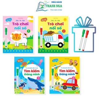 Sách - Bộ Vở Viết Xóa Được - Wipe Clean - Trò chơi phát triển trí tuệ - Tìm kiếm thông minh- Trờ chơi nối số (bộ 4 cuốn)
