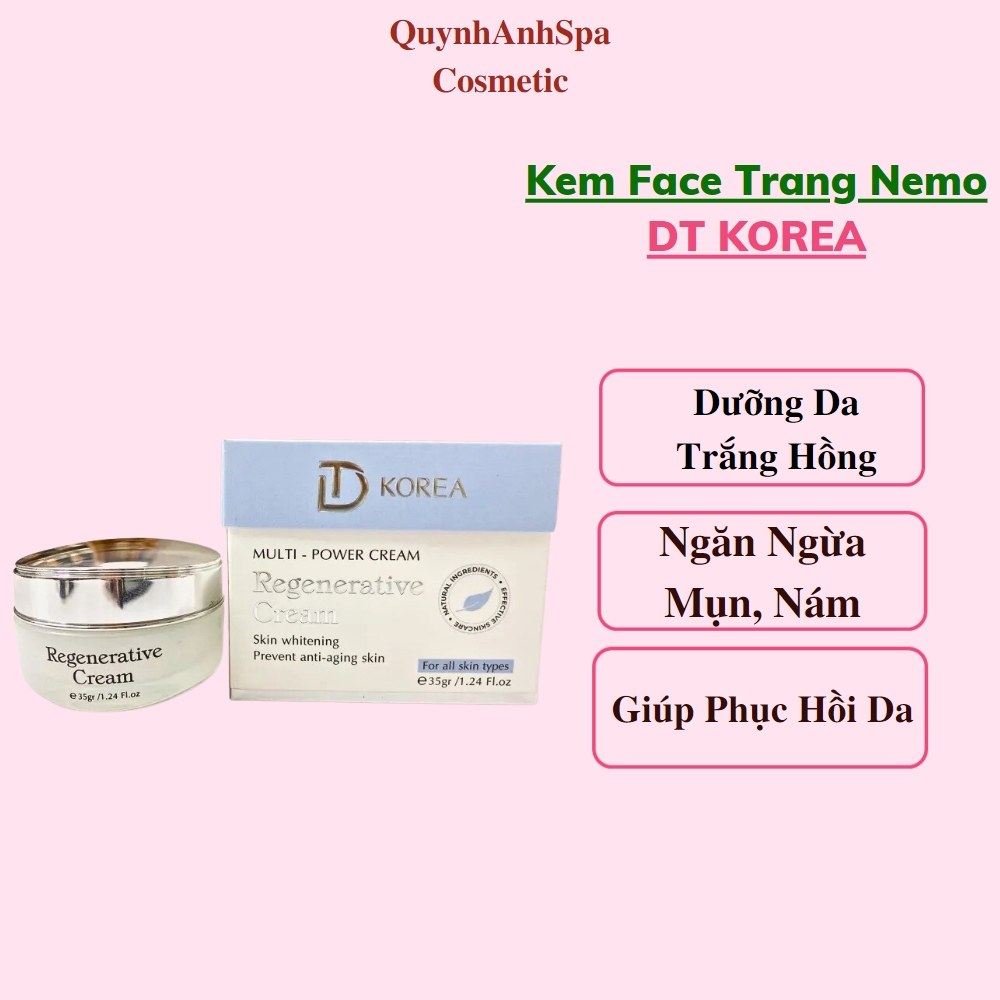 Kem Face Trang Nemo chính hãng Dưỡng trắng chống sạm nám da phục hồi da sau vi tảo quynhanhspa20 35gr