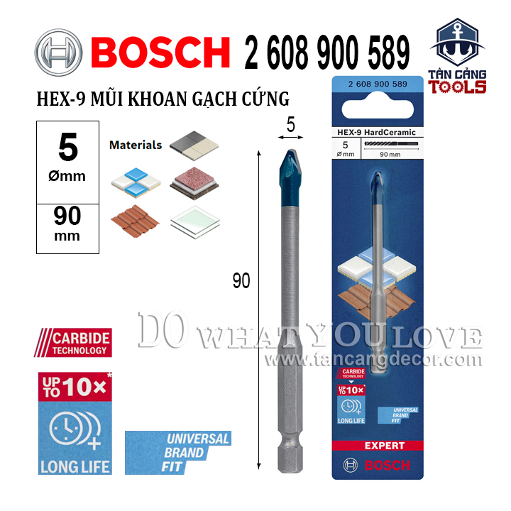 Mũi Khoan Gạch Cứng Hex 9 Bosch ( Nhiều Kích Thước )