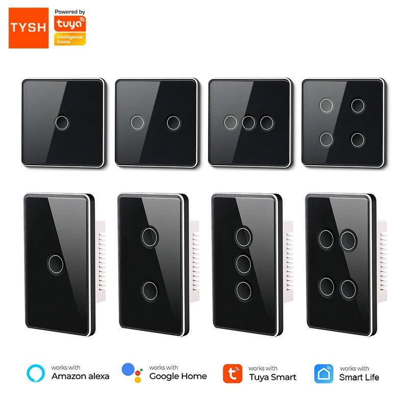 Công Tắc Thông Minh Zigbee Tuya SmartLife Viền Kim Loại Nút Bấm Lõm Hình Vuông Hàng Cao Cấp