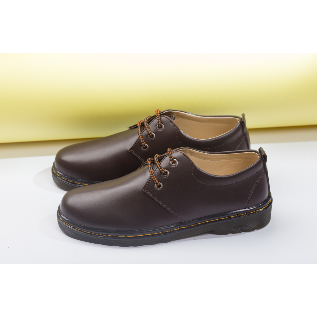 Giày Boot Nam Cổ Ngắn Đế Khâu Da Trơn Màu Nâu Cực Chất - M353