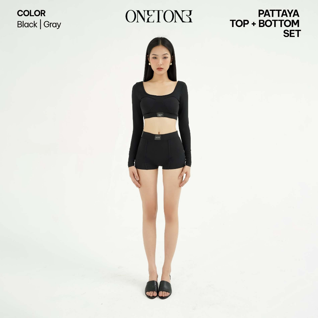 Set đồ bơi nữ Onetone dài tay cổ vuông Pattaya