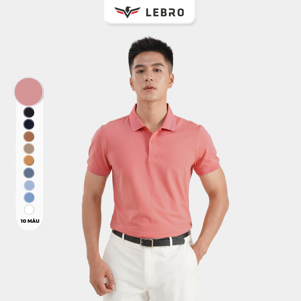 Áo Thun Polo Trơn Nam Có Cổ LEBRO Dáng Slimfit Chất Liệu Cotton CVC Thoáng Mát Thấm Hút Mồ Hôi TPL23-005B