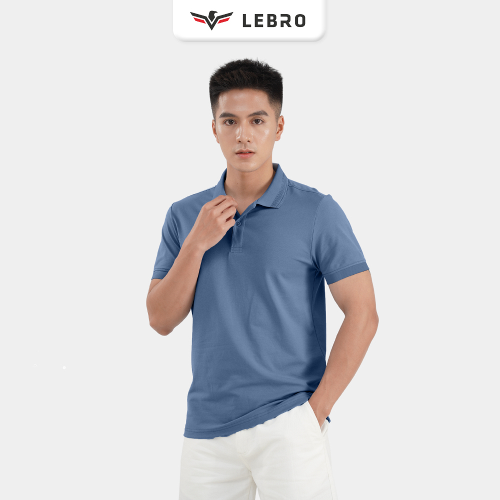 Áo Thun Polo Trơn Nam Có Cổ LEBRO Dáng Slimfit Chất Liệu Cotton CVC Thoáng Mát Thấm Hút Mồ Hôi TPL23-005B