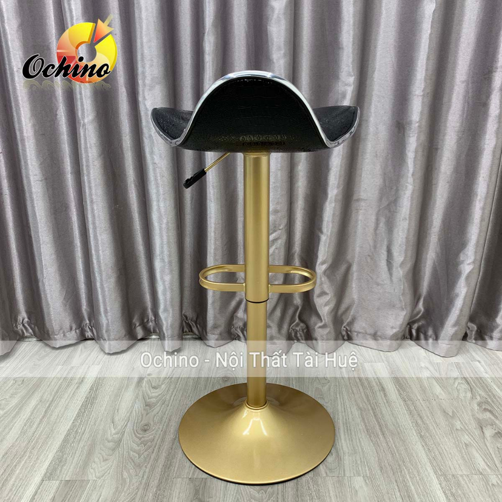 Ghế Trang Điểm Chân Đĩa Tròn Mẫu Da Cá Không Tựa Chân Mạ Vàng Nhạt Bền Đẹp (Hàng Có Sẵn)