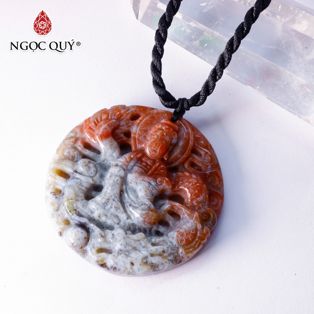 Mặt dây chuyền Phật Bà cưỡi rồng đá chalcedony - Ngọc Quý