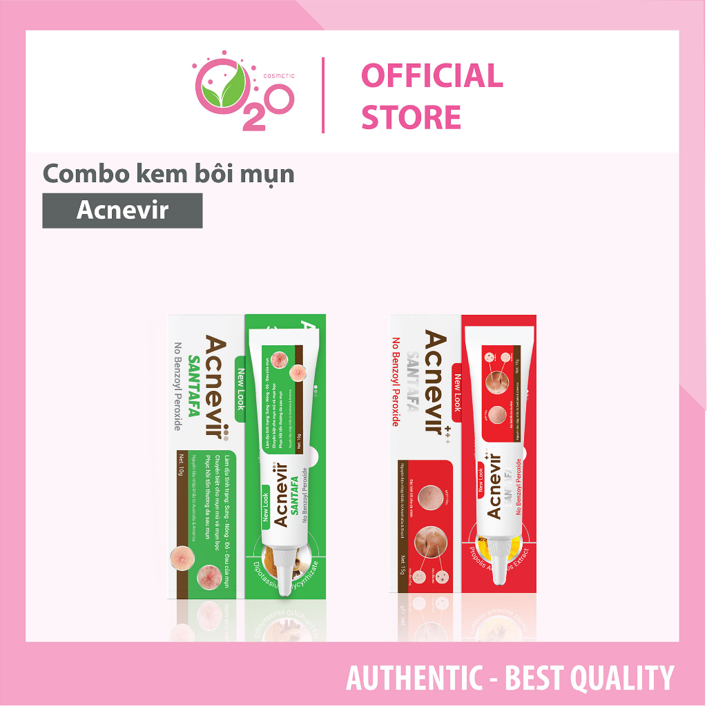 Combo 2 tuýp kem giảm mụn đầu đen, mụn bọc, mụn trứng cá, đat chuẩn GMP, phù hợp mọi loại da Acnevir Santafa tuýp 15g