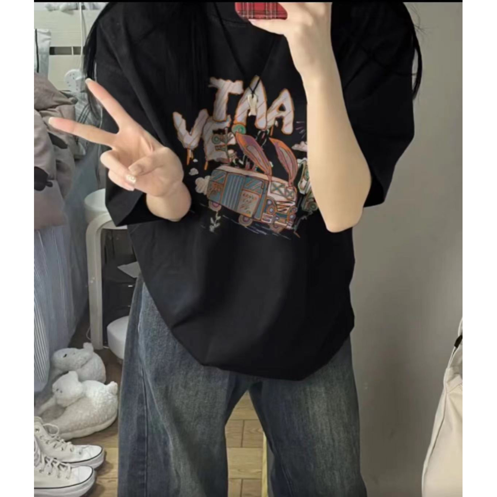 SALMO áo thun nữ basic đen local brand vintage áo phông  tay lỡ unisex  ulzzang 100% cotton