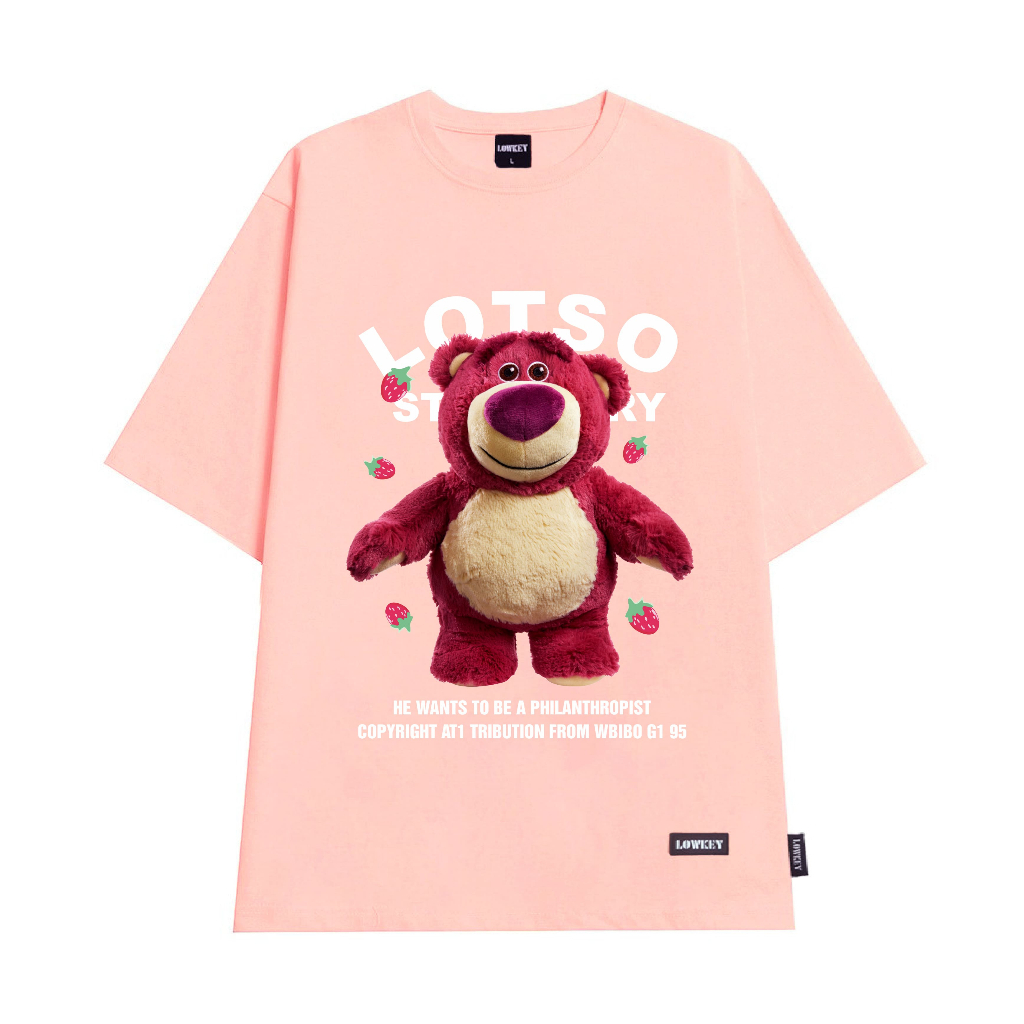 Áo phông form unisex nam nữ gấu LOTSO LOWKEY đẹp K0077 - Form rộng rãi, cotton co dãn