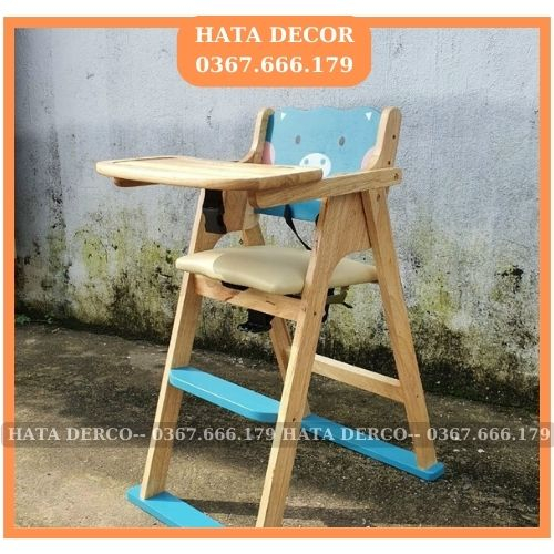 GHẾ NGỒI ĂN BỘT ĂN DẶM CHO BÉ BẰNG GỖ CAO SU TỰ NHIÊN