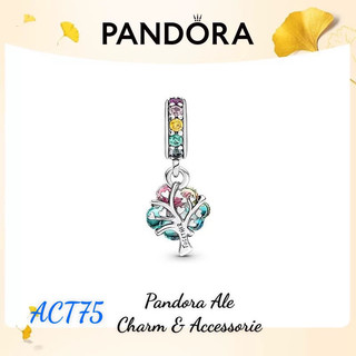Pandora ale charm treo cỏ 4 lá thuỷ tinh may mắn bạc s925