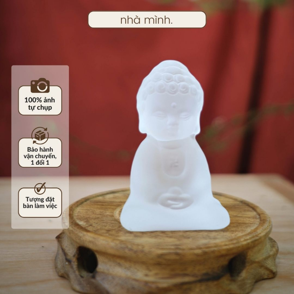 Tượng Phật Chibi Trong Suốt Bằng Thuỷ Tinh Pha Lê, Tượng Phật Đặt Bàn Làm Việc, Taplo Xe Ô Tô