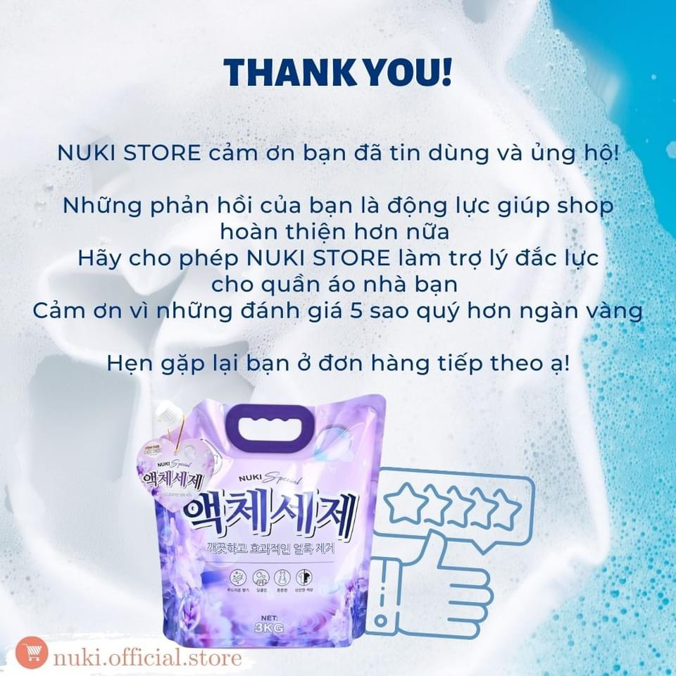Nước giặt xả công nghệ Hàn Quốc -  Nuki Blue Special túi 3kg