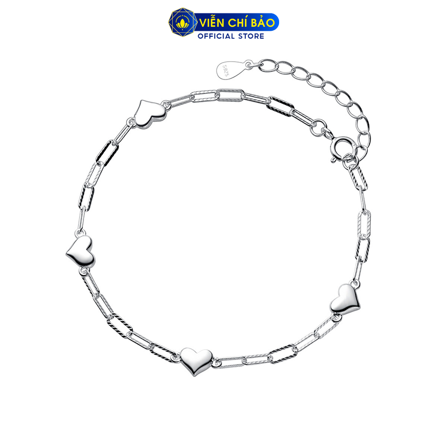 Lắc tay bạc nữ trái tim dây xích chất liệu bạc 925 thời trang phụ kiện trang sức Viễn Chí Bảo L400544