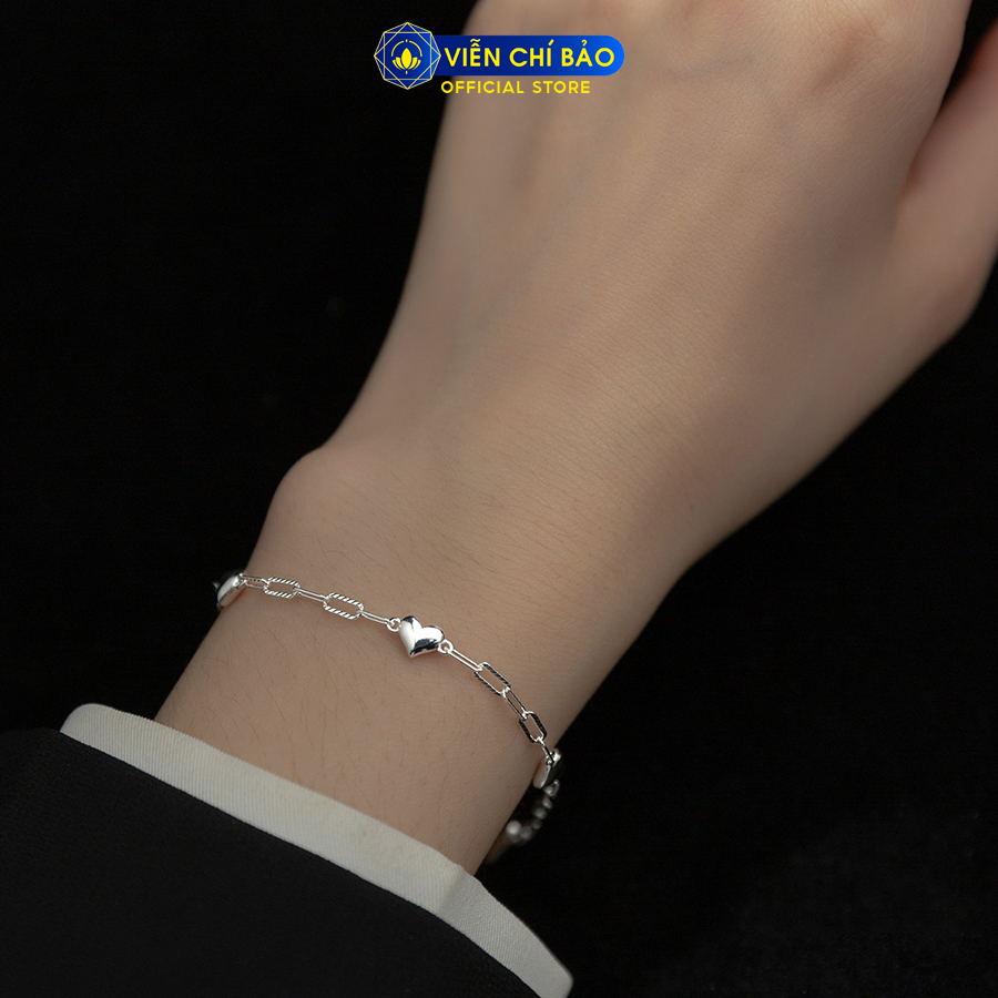 Lắc tay bạc nữ trái tim dây xích chất liệu bạc 925 thời trang phụ kiện trang sức Viễn Chí Bảo L400544