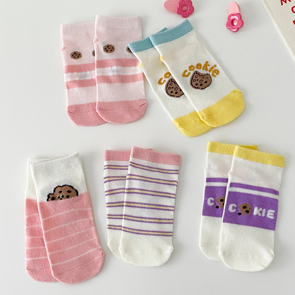 Bst các Set 5 đôi tất vớ ngắn cổ mùa hè cho bé, hình siêu nhân, pokemon, chất liệu vải lưới siêu thoáng