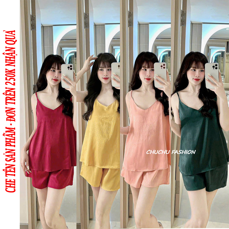 Bộ 2 Dây Cao Cấp Đơn Giản Có 7 Màu Mặc Ở Nhà Chất Lụa Trơn Chuchufashion Mẫu Mới 2D02