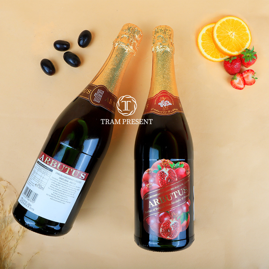 Nước ép Arbutus Lựu - Bỉ chai 750ml (lô mới nhất date 2024) Vang 0 độ Nhập Khẩu - Trâm Present