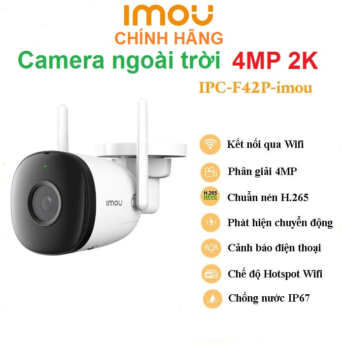 Camera IMOU F42P/F22P Độ phân giải 4.0MP/2.0MP Ngoài trời chống nước, chính hãng Fullbox 100%