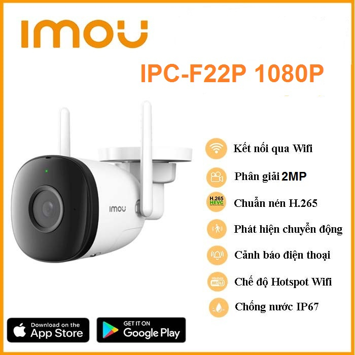 Camera IMOU F42P/F22P Độ phân giải 4.0MP/2.0MP Ngoài trời chống nước, chính hãng Fullbox 100%