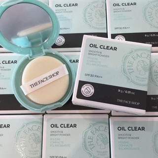 Phấn phủ nén kiềm dầu the face shop oil clear smooth bright powder spf30 pa++ 9g