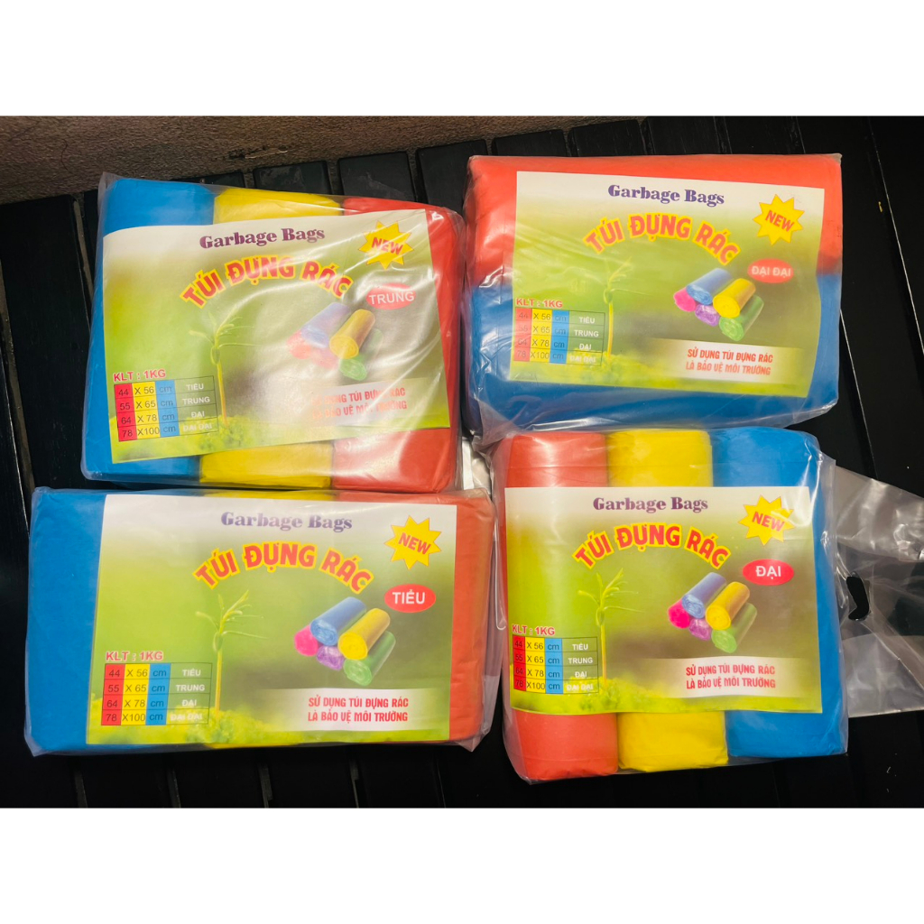 *{4 size để chọn}* túi đựng rác cuộn màu tự phân hủy 1kg=3 cuộn, hàng đẹp, dày, dai, không lõi, không hôi,không lem màu