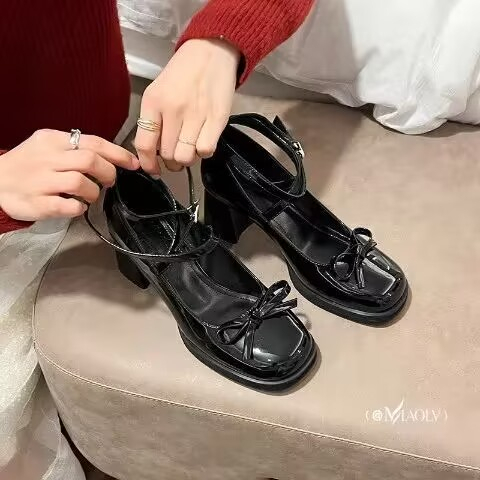 Dép cao gót giày da nhỏ nơ giày cao gót thời trang trẻ em