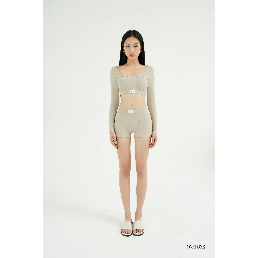 Set đồ bơi nữ Onetone dài tay cổ vuông Pattaya