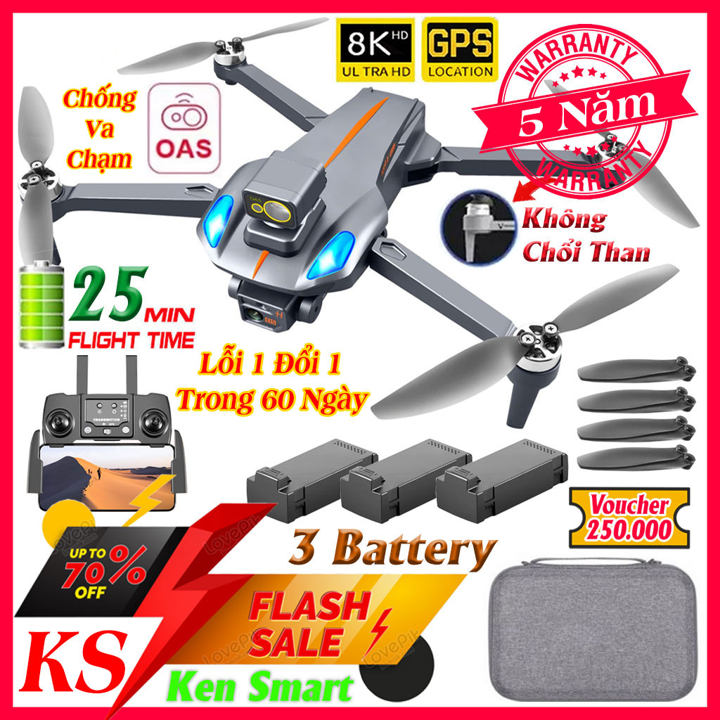 ⚡️ Mới Nhất 2023 ⚡️ Flycam Mini Drone Camera 8K K911 Max GPS, Động Cơ Không Chổi Than, Cảm Biến Xoay 360, Bay 25 Phút
