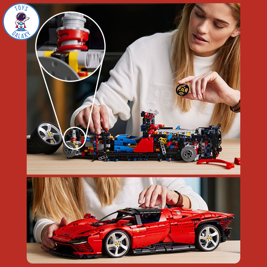 Đồ Chơi Lắp Ráp Mô Hình Điều Khiển Từ Xa RC Siêu Xe Ferrari Daytona SP3 Red / Lamborghini Tỉ Lệ 1:8 Với 3778 PCS